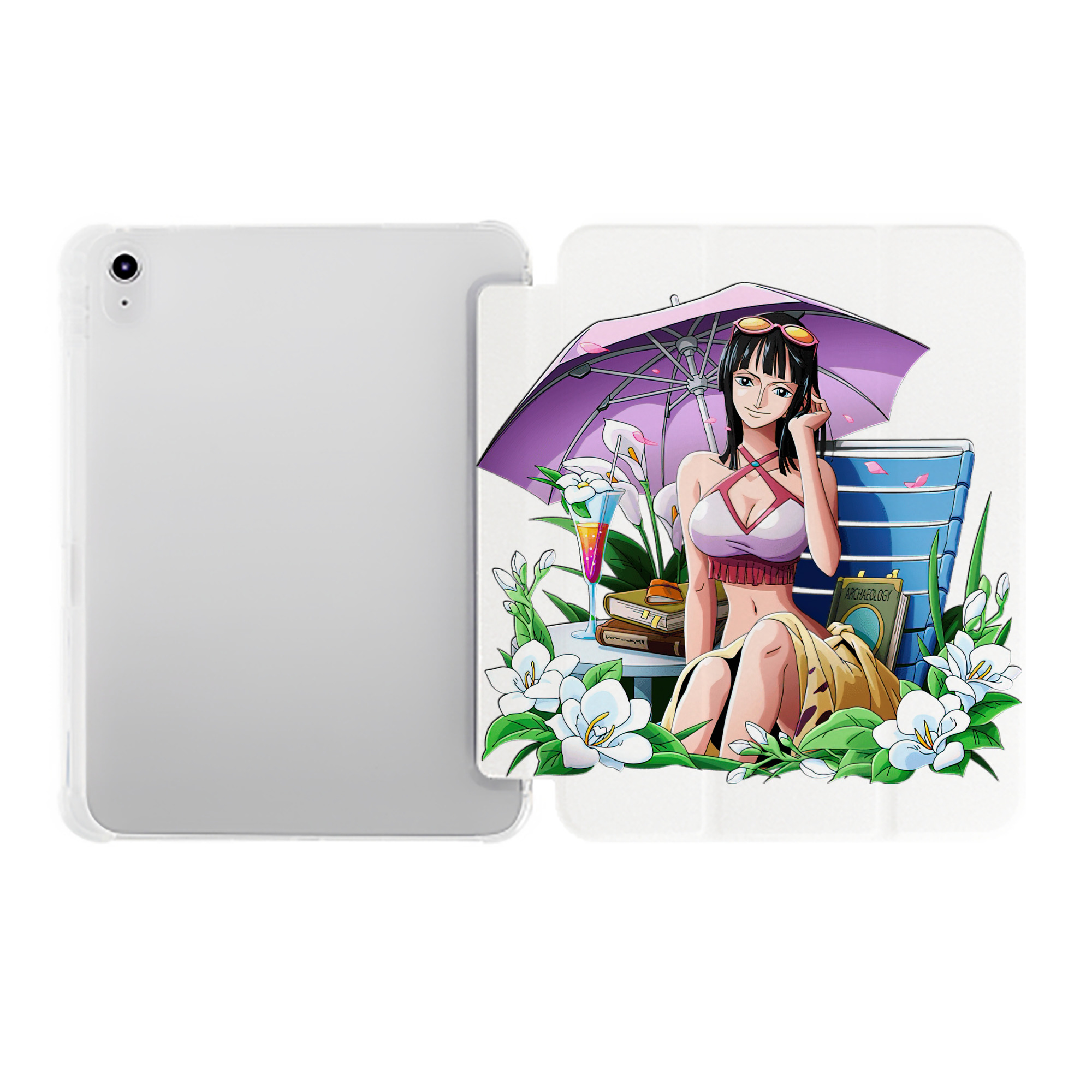 （画像用） ワンピース ニコ・ロビン ONE PIECE Nico Robin IPad ケース ペン収納付き 三つ折りスタンド PUレザー×シリコン 対応機種9.5/10.5/10.9インチ